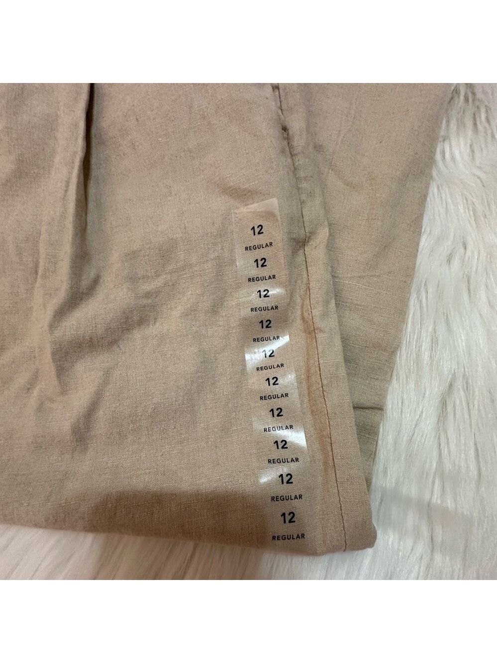 AMERICAN EAGLE HIGH RISE WIDE LEG STRETCH TROUSERS BEIGE WOMEN’S SIZE 12 - Picture 14 of 15